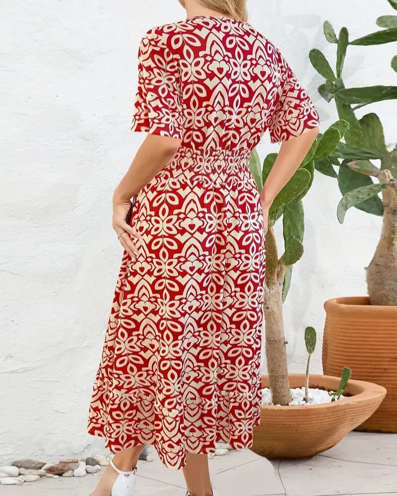 Carina™ – Lässiges Boho-Sommerkleid mit V-Ausschnitt
