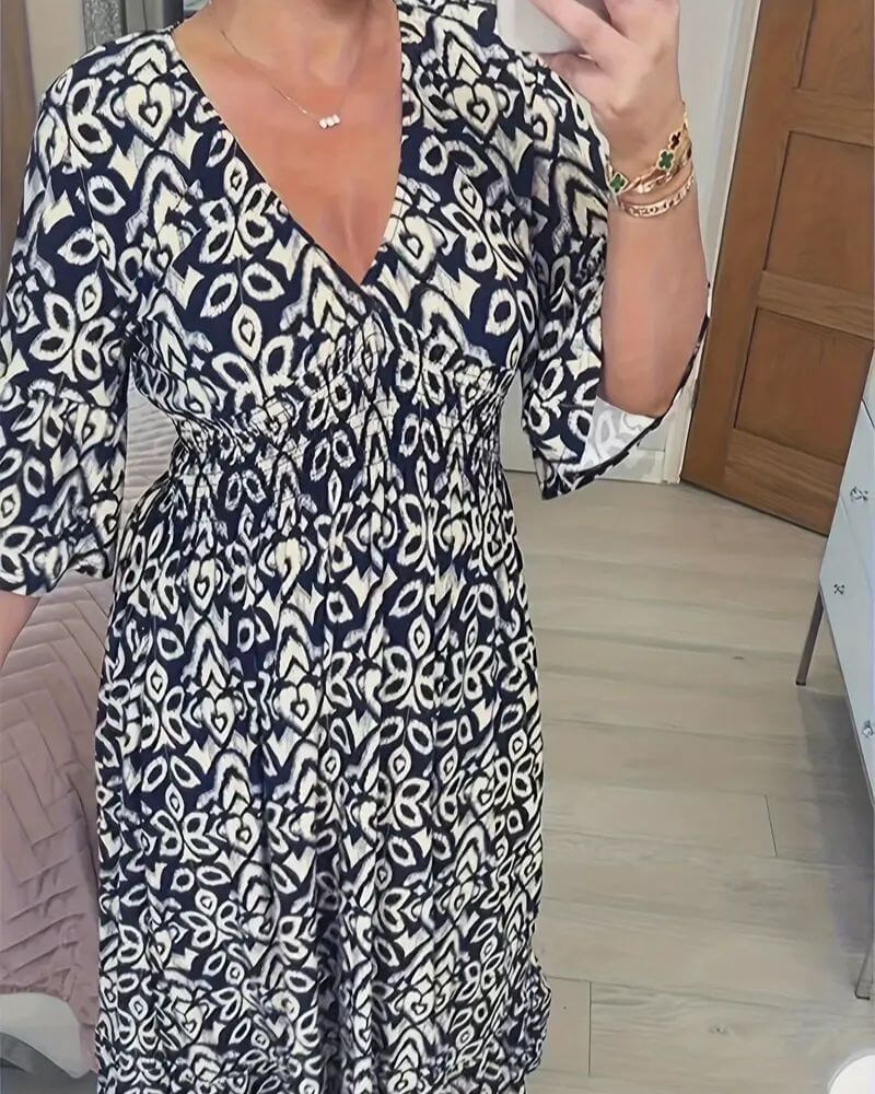 Carina™ – Lässiges Boho-Sommerkleid mit V-Ausschnitt