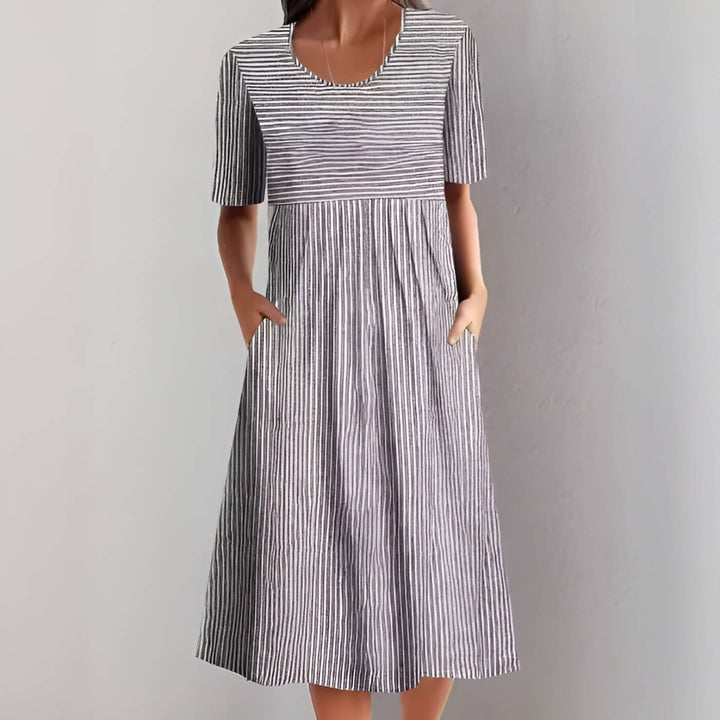 Emily™ - Elegantes Gestreiftes Midikleid
