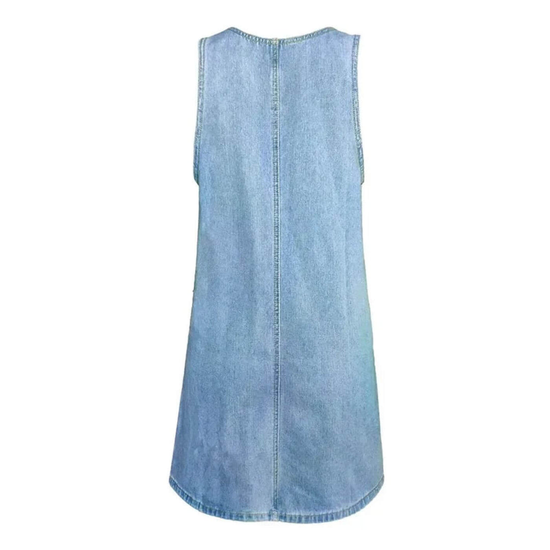 Leni™ – Bequemes Ärmelloses Jeanskleid
