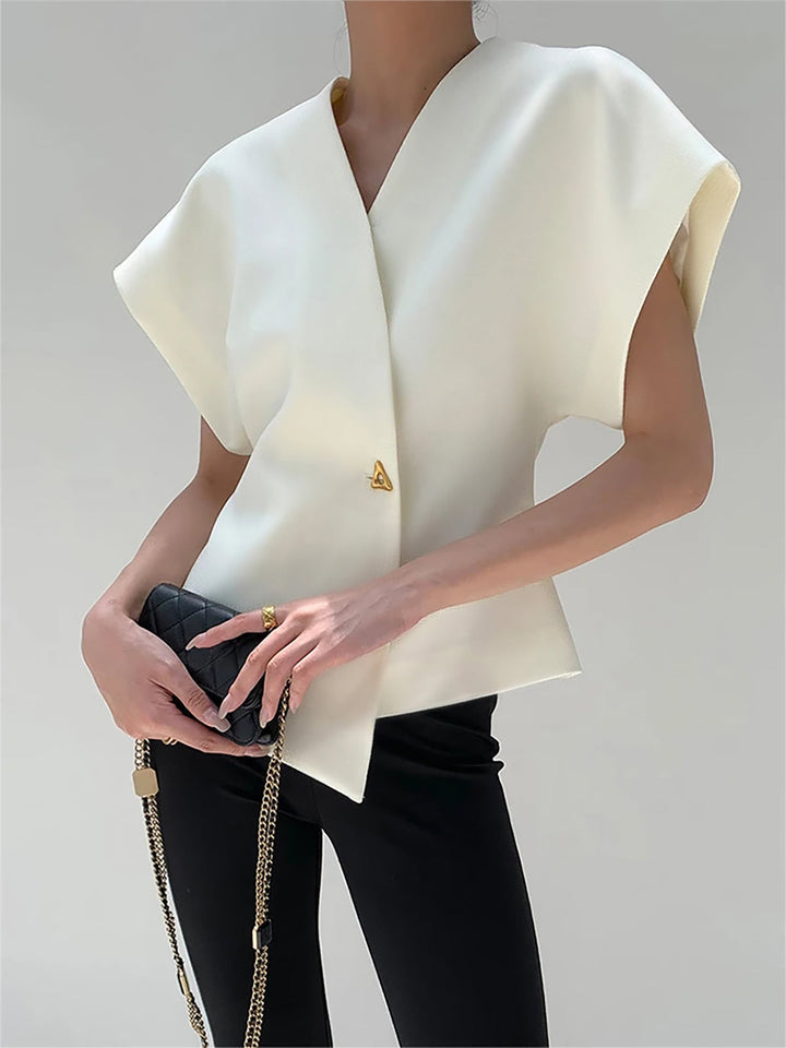 Elegante asymmetrische Bluse in Schwarz, modern