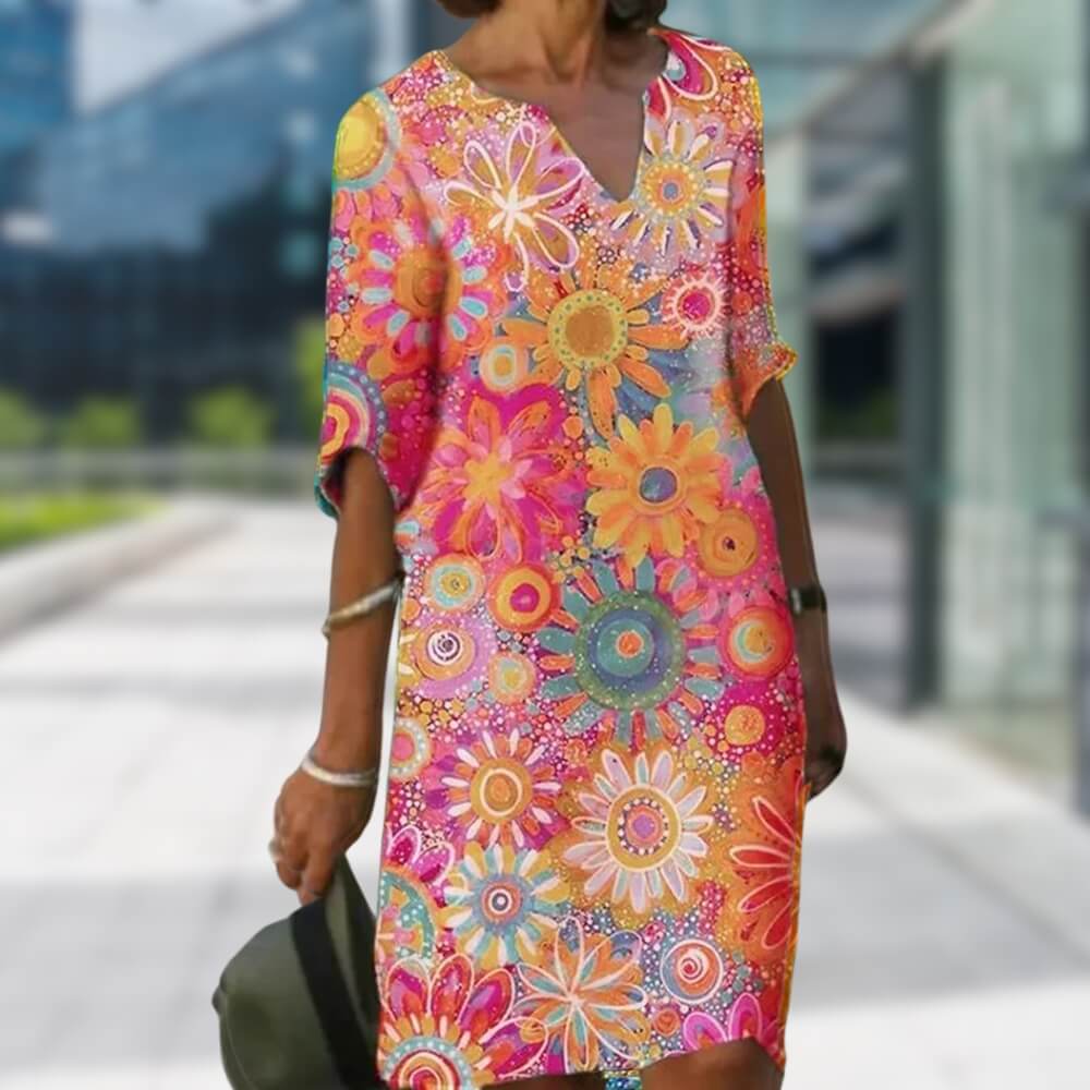 Blumenkleid Damen Elegant – Luftiges Sommerkleid mit Blumenmuster für Alltag & Anlass