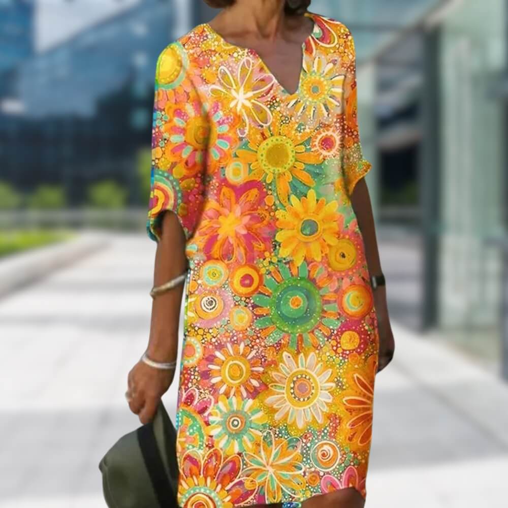 Blumenkleid Damen Elegant – Luftiges Sommerkleid mit Blumenmuster für Alltag & Anlass