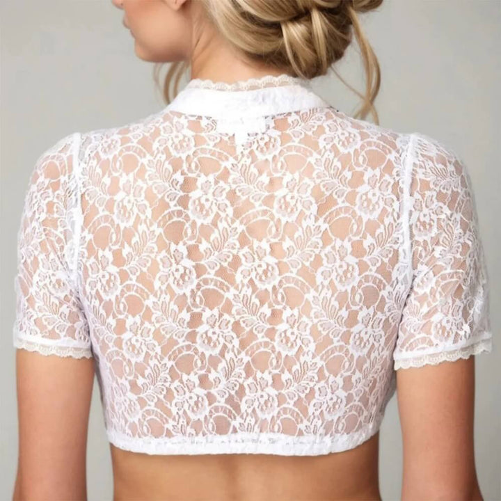 Dirndl Bluse Weiß Elegant – Kurze Ärmel, Ideal fürs Oktoberfest