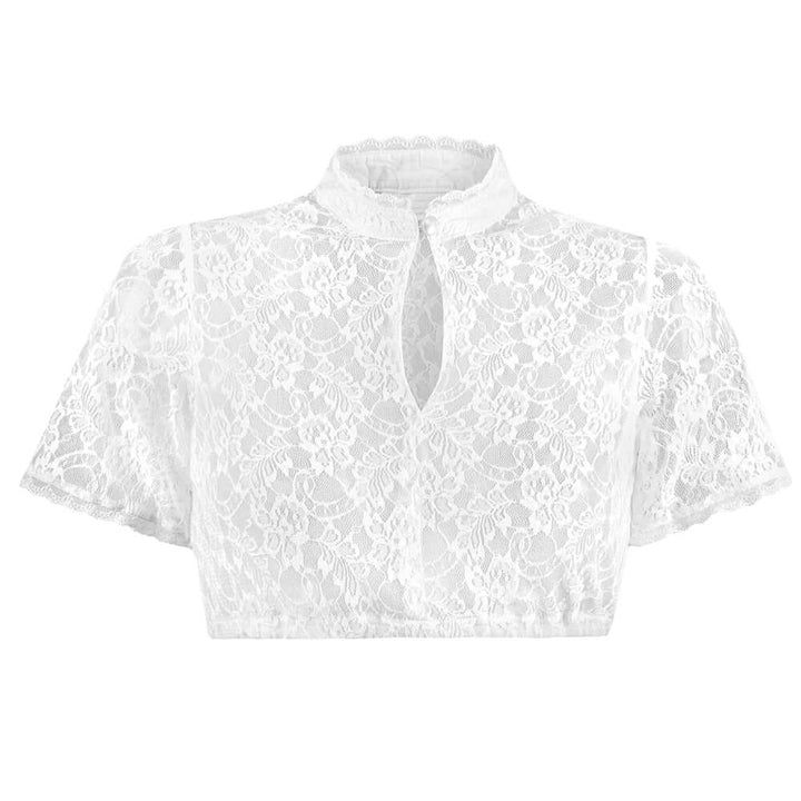 Dirndl Bluse Weiß Elegant – Kurze Ärmel, Ideal fürs Oktoberfest