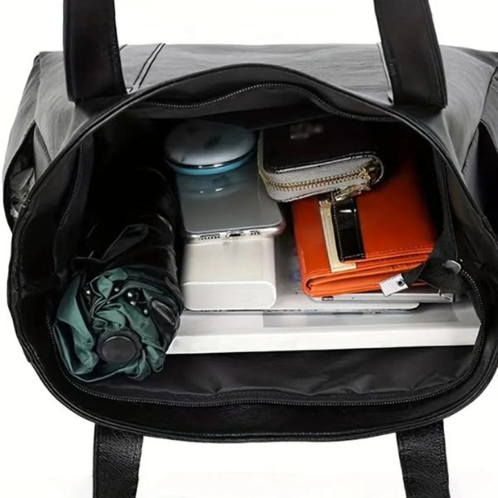 Elegante Schultertasche Damen schwarz groß für Alltag & Büro
