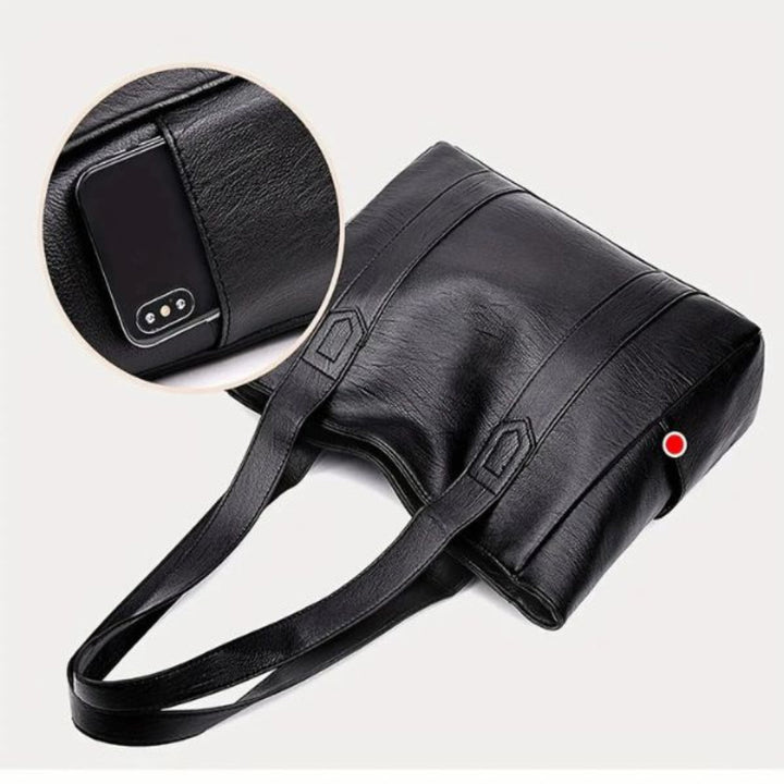 Elegante Schultertasche Damen schwarz groß für Alltag & Büro