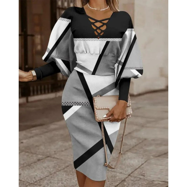 Elegantes geometrisches Midikleid – stilvoll & vielseitig