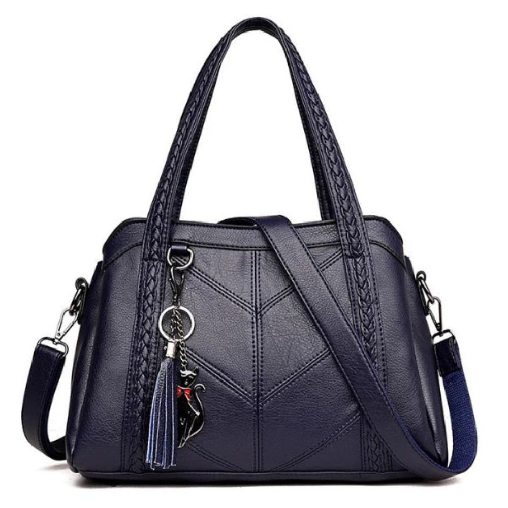 Elegante Umhängetasche Damen schwarz mit Henkel und Schulterriemen