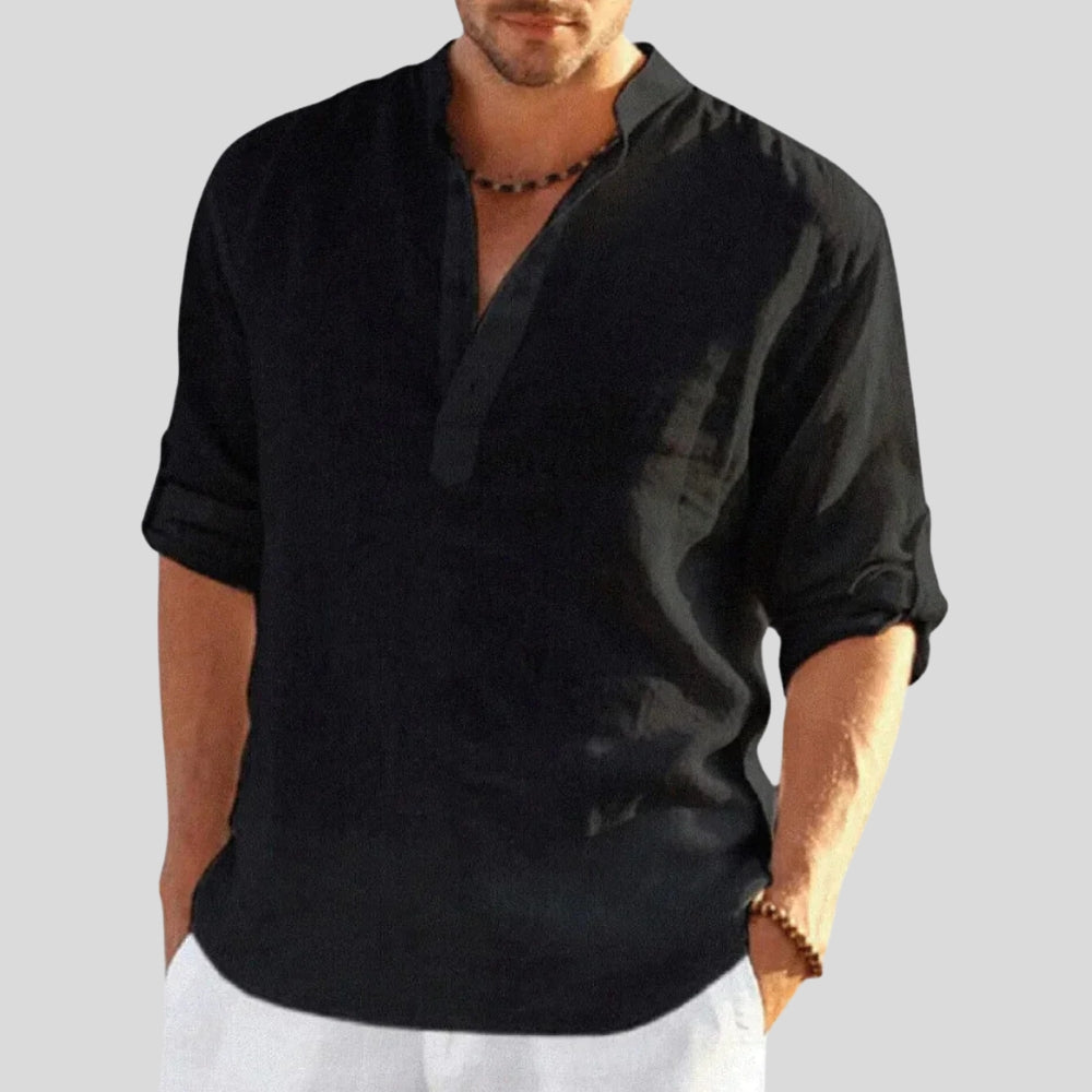 Leinenhemd Herren Locker Sommerlich – Elegantes Freizeithemd mit Kragen