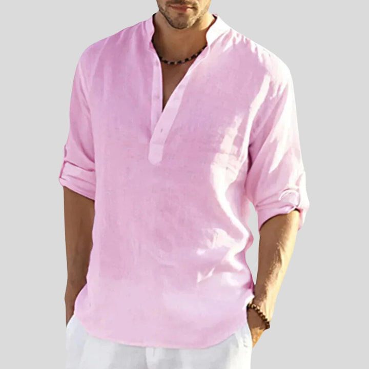 Leinenhemd Herren Locker Sommerlich – Elegantes Freizeithemd mit Kragen