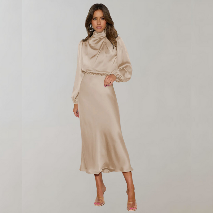 Elegantes Satin Midikleid für Frauen