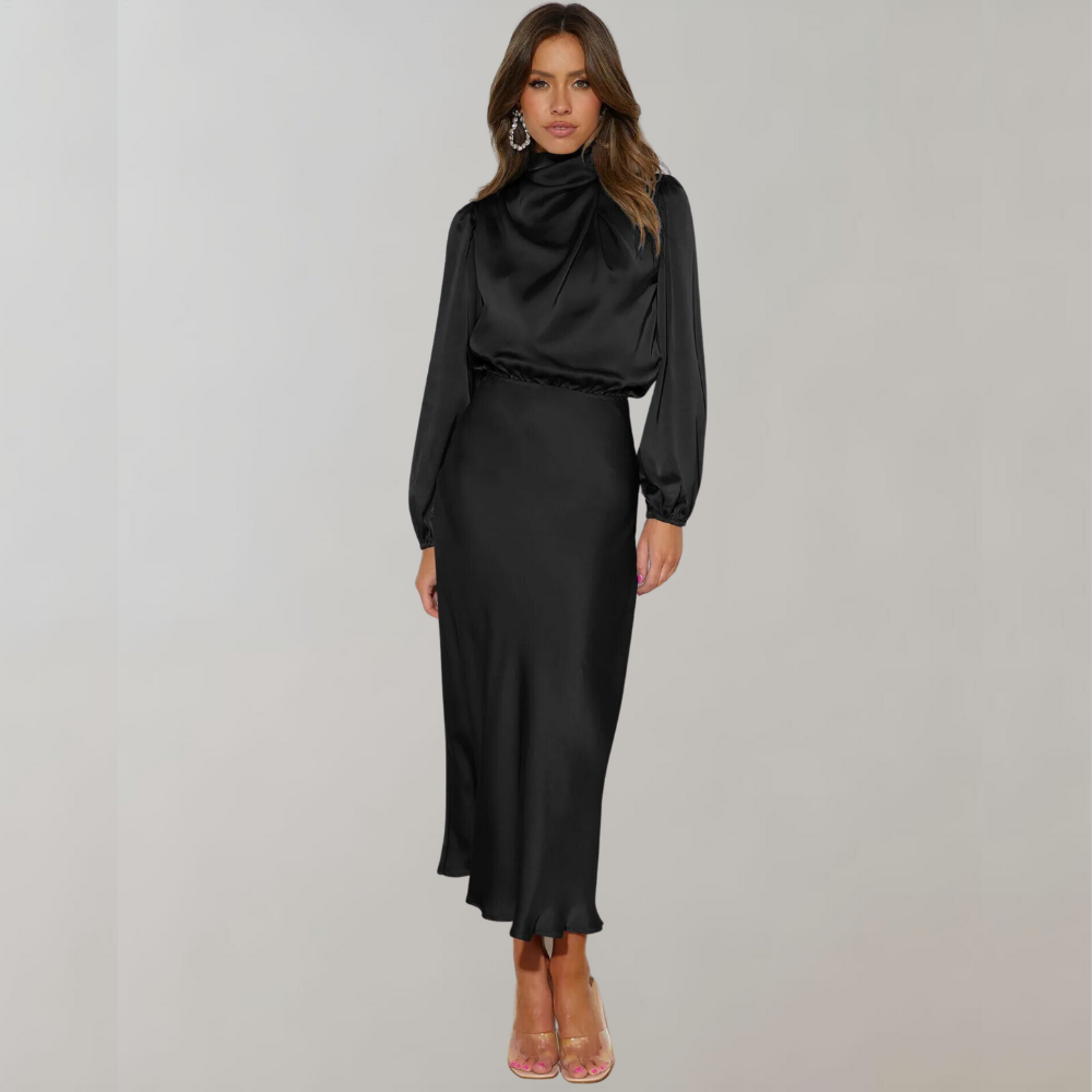 Elegantes Satin Midikleid für Frauen