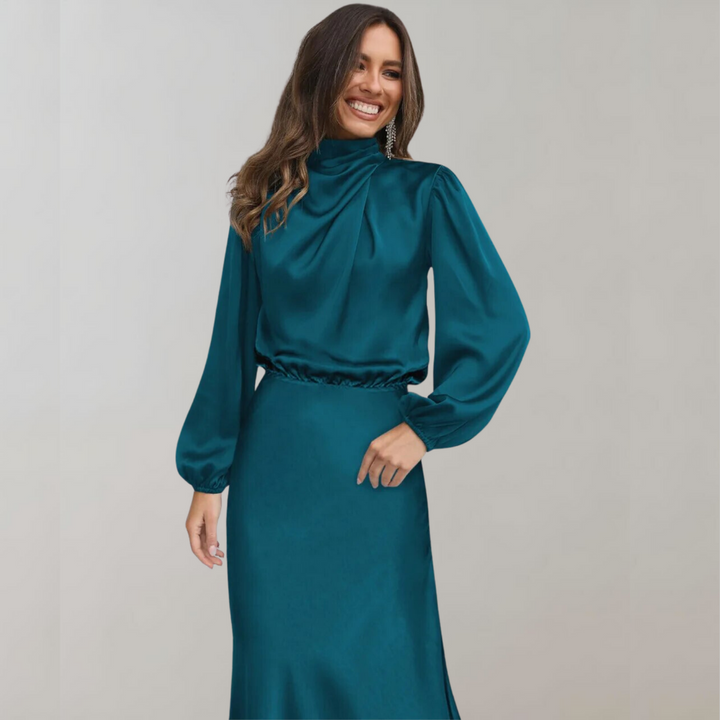 Elegantes Satin Midikleid für Frauen