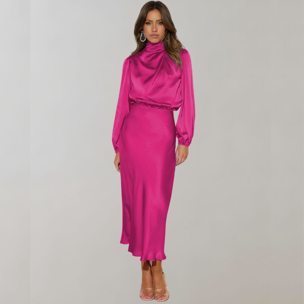 Elegantes Satin Midikleid für Frauen
