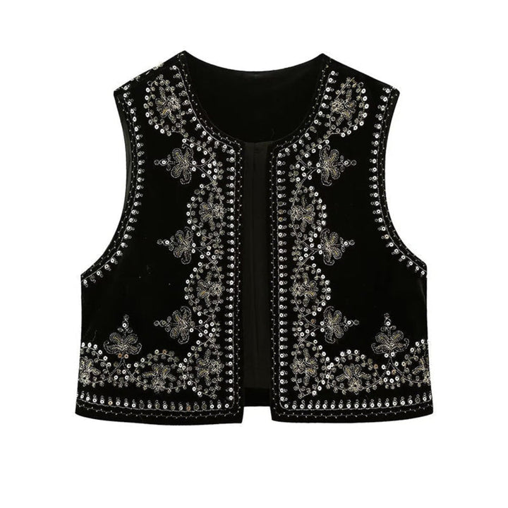 Ärmellose Weste mit Boho-Stickerei