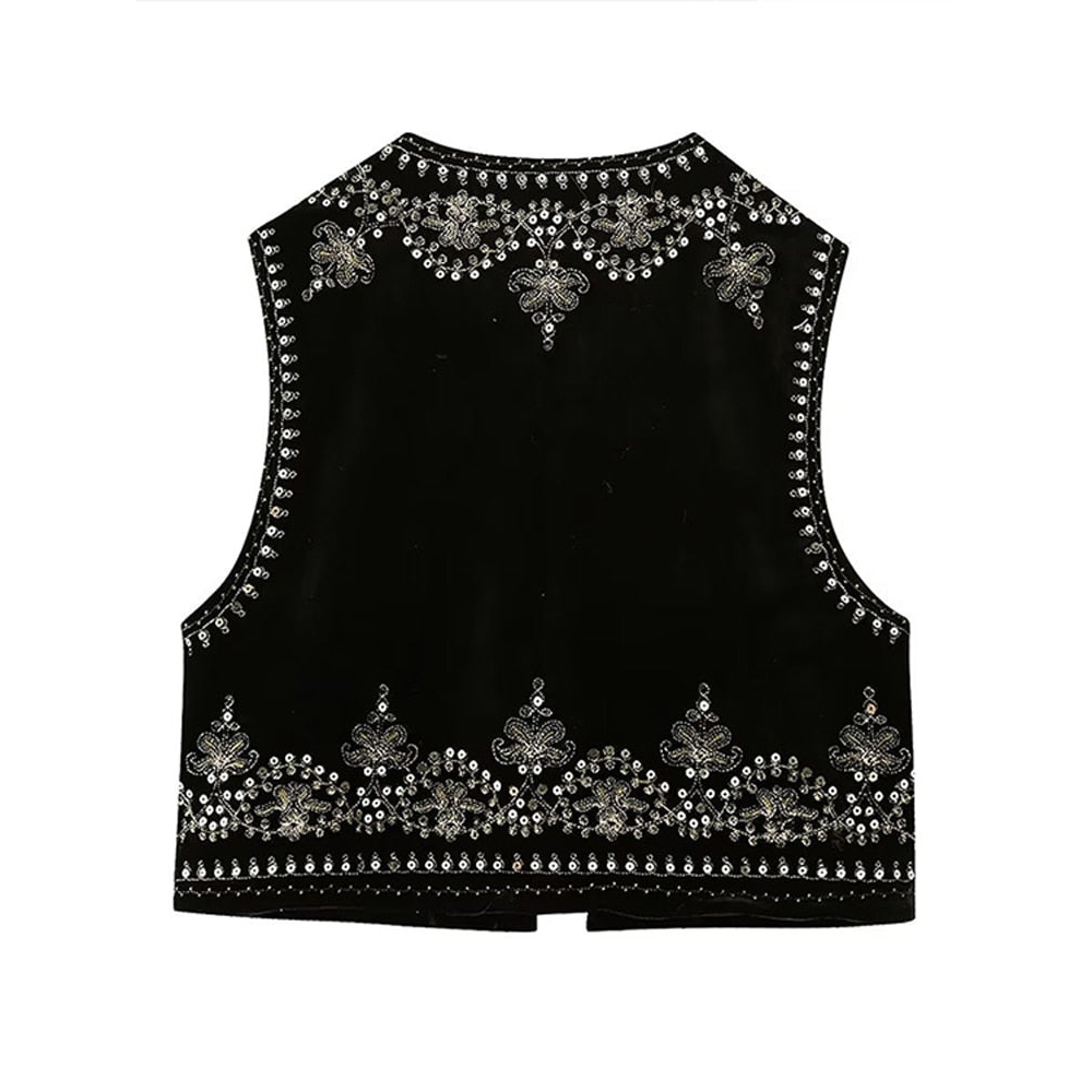 Ärmellose Weste mit Boho-Stickerei
