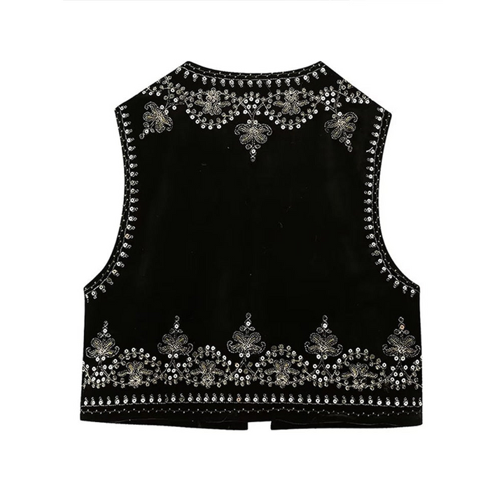 Ärmellose Weste mit Boho-Stickerei