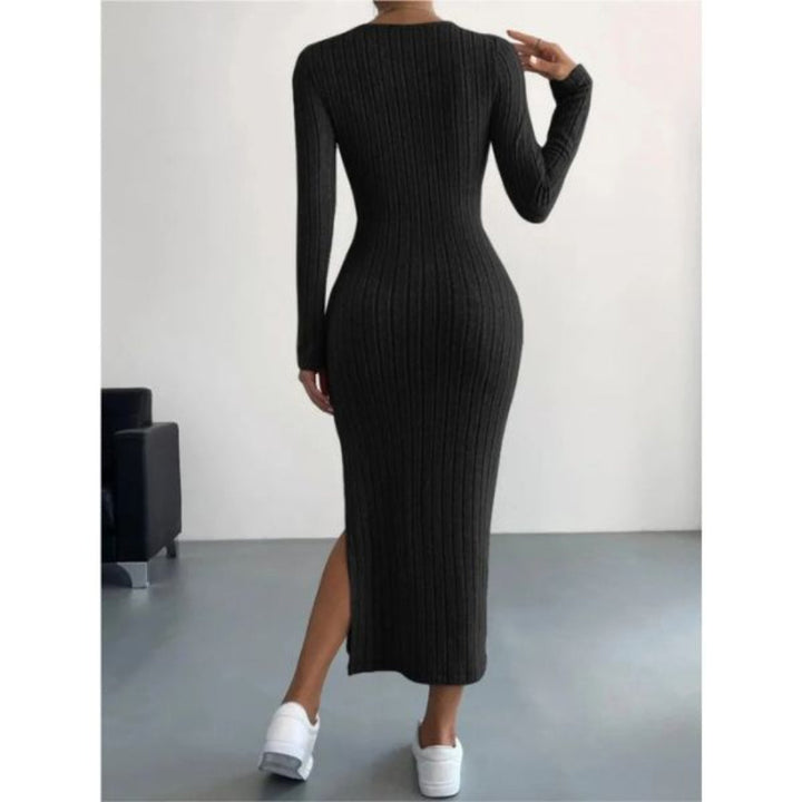 Elegantes Langarmkleid Damen mit Beinschlitz für Alltag & Freizeit