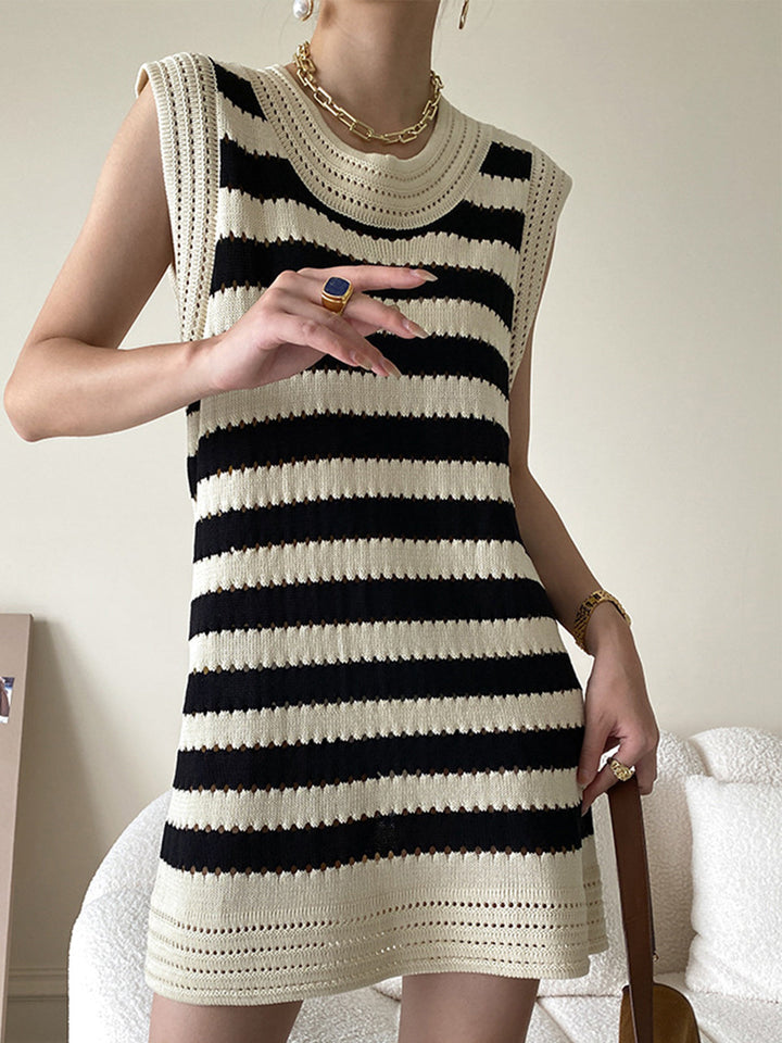 Gestreiftes Kleid Damen, ärmellos perfekt für Alltag & Freizeit