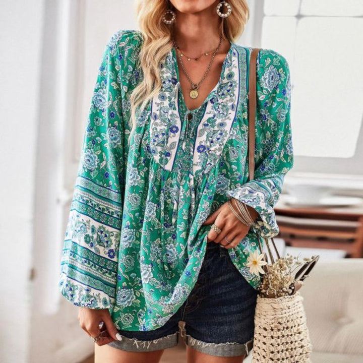 Boho-Langarmbluse für Frauen - lässiger Schnitt, eleganter Stil