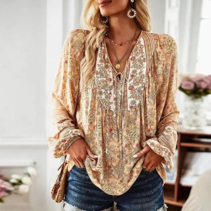 Boho-Langarmbluse für Frauen - lässiger Schnitt, eleganter Stil