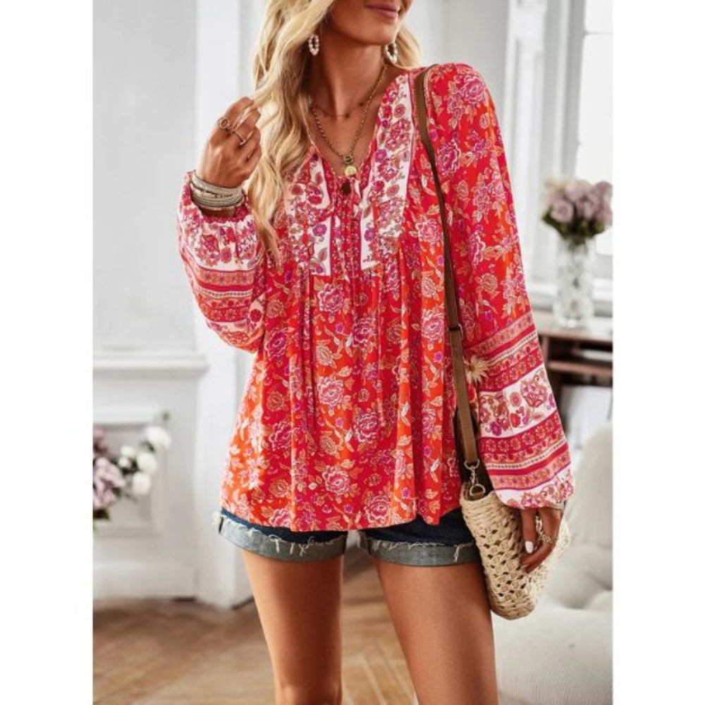 Boho-Langarmbluse für Frauen - lässiger Schnitt, eleganter Stil
