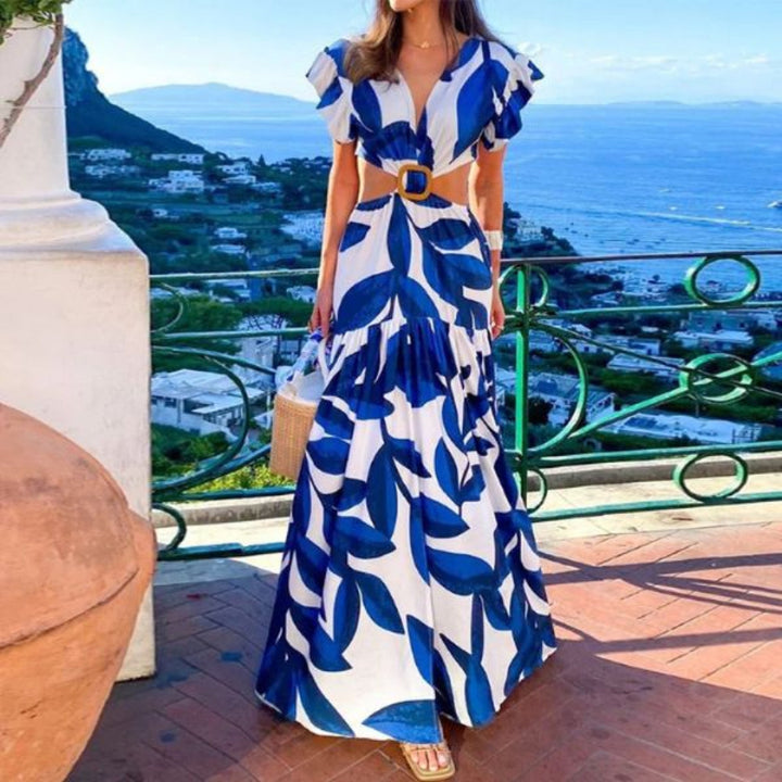V-Ausschnitt Kleid elegant sommerlich tailliert rückenfrei für Damen