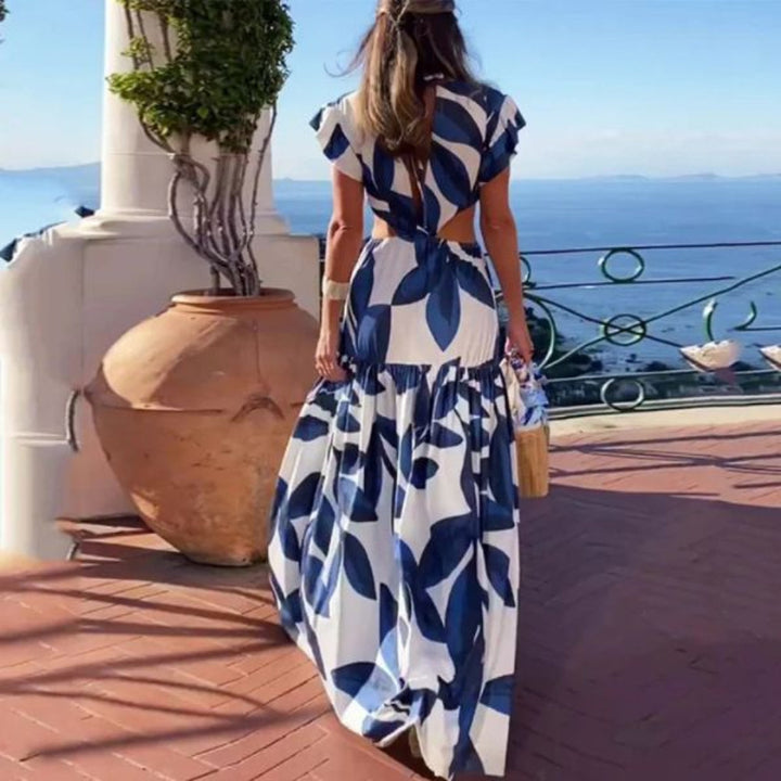 V-Ausschnitt Kleid elegant sommerlich tailliert rückenfrei für Damen