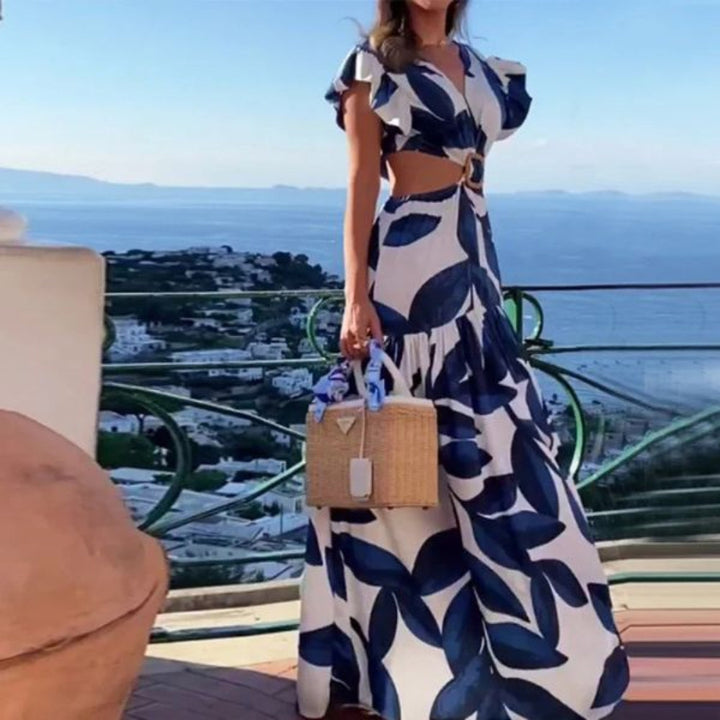 V-Ausschnitt Kleid elegant sommerlich tailliert rückenfrei für Damen